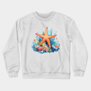 Orange Starfish Crewneck Sweatshirt